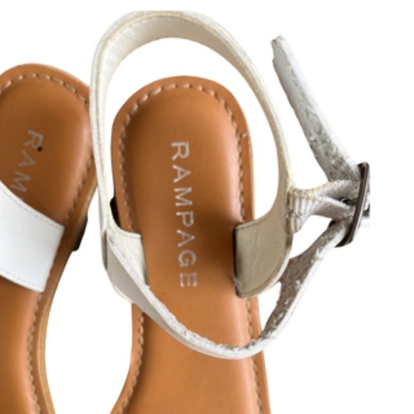 Rampage Open Toe White Ankle Strap Flat Sandals - Picture 4 of 5